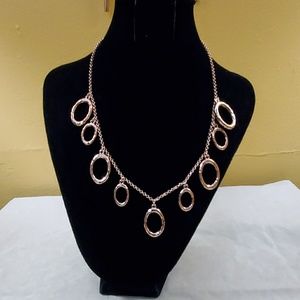 NEW Ann Taylor Rose Gold Oval Dangle Necklace #94